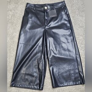 NWT Marc New York Andrew Marc Black Faux Leather Wide-Leg Cropped Pants Size 6